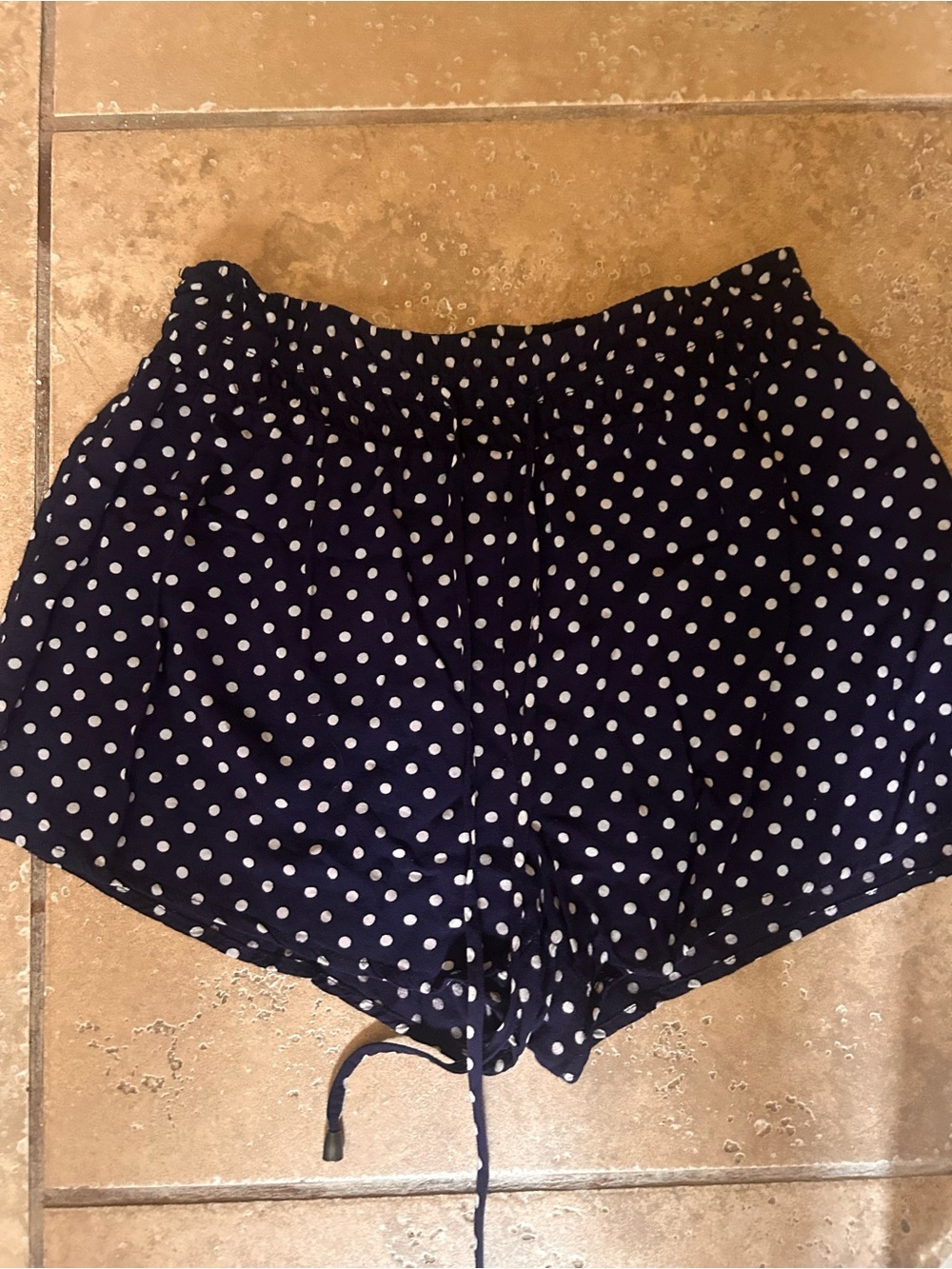 Forever 21 Navy and White Polka Dot High Waist Shorts